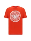 Balmain Coin Cotton T-shirt In Mef Rouge/blanc