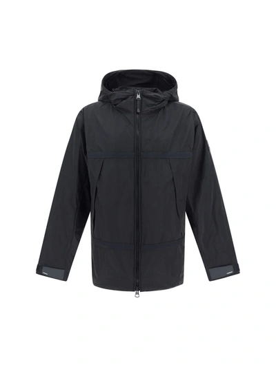 Burberry Blue Polyester Windbreaker In Black