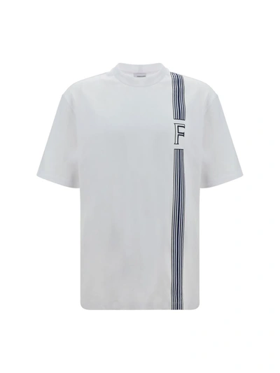 Ferragamo Cotton Jersey Printed Logo T-shirt In White/dark Blue