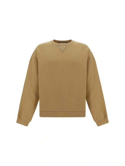 Gucci Cotton Jersey Sweatshirt With Web In Camel