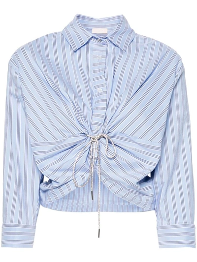 Liu •jo Rhinestone-embellished Striped Shirt In Blue