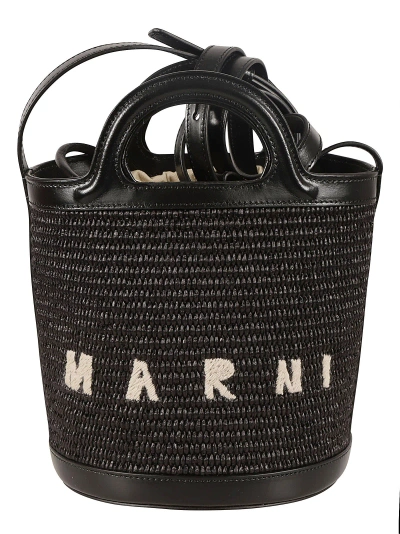 Marni Tropicalia Mini Bucket Bag In Black