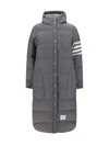 Thom Browne Grey Side-stripe-detail Padded Coat In Med Grey