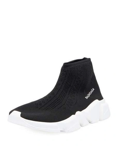 Gucci Speed Stretch-knit High-top Trainer In Noir