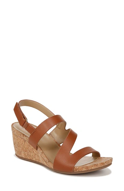 Naturalizer Adria Wedge Sandals In Toffee Brown Faux Leather