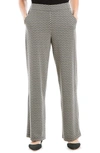 Max Studio Double Knit Wide Leg Pants In Black/ Cream Chains