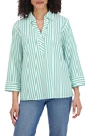Foxcroft Sophia Stripe Three-quarter Sleeve Stretch Tunic In Kelly Green