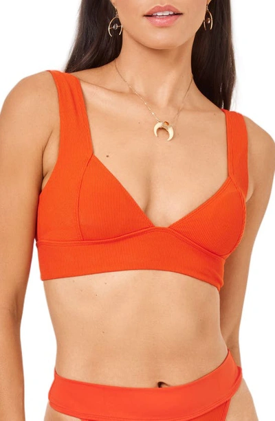 L*space Hailey Ribbed Swimsuit Top In Pimento Red In Orange