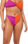 L*space Jada Bitsy Twist Front Bikini Bottoms In Berry/ Pimento