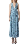 Zadig & Voltaire Rolanys Holly Crepe De Chine Button-front Maxi Dress In Glacier