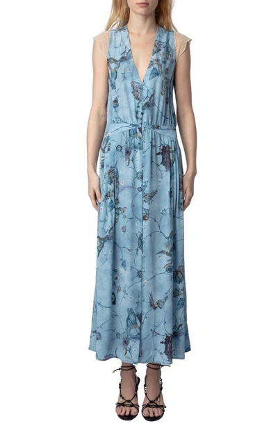 Zadig & Voltaire Rolanys Holly Crepe De Chine Button-front Maxi Dress In Glacier