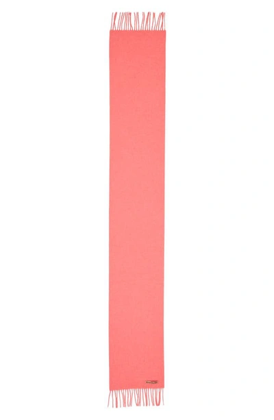 Acne Studios Canada Wool Fringe Scarf In Fluo Pink Mlange