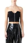Grey Lab Zip Front Strapless Denim Top In Jet Black