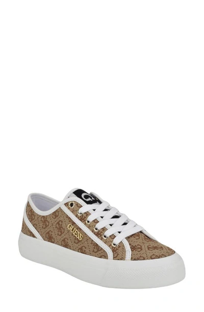 Guess Sandie Low Top Canvas Sneaker In Brown