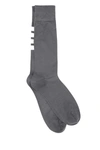 Thom Browne Cotton-blend 4-bar Over-the-calf Socks In Grey