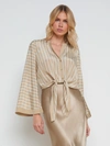 L Agence Charlize Tie-front Blouse In Almond/champagne Stripe
