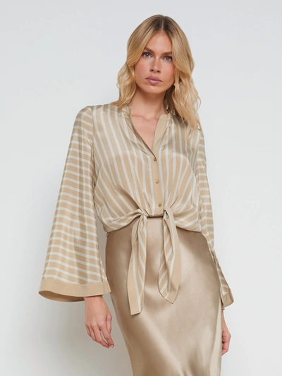 L Agence Charlize Tie-front Blouse In Almond/champagne Stripe