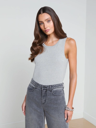 L Agence Mikaela Cotton Tank In Heather Grey