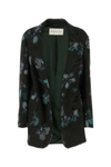 Dries Van Noten Back Slit Floral Satin Blazer In Multicolor