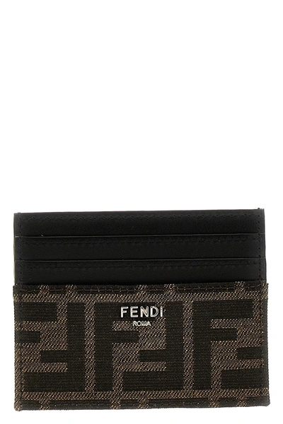 Fendi Men 'ff' Card Holder In Brown