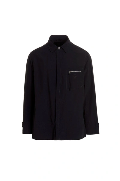 Fendi Zip-detailed Shirt Coat In Blue