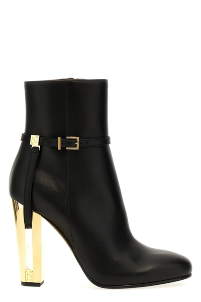 Fendi Delfina High Leather Ankle Boots In Nero