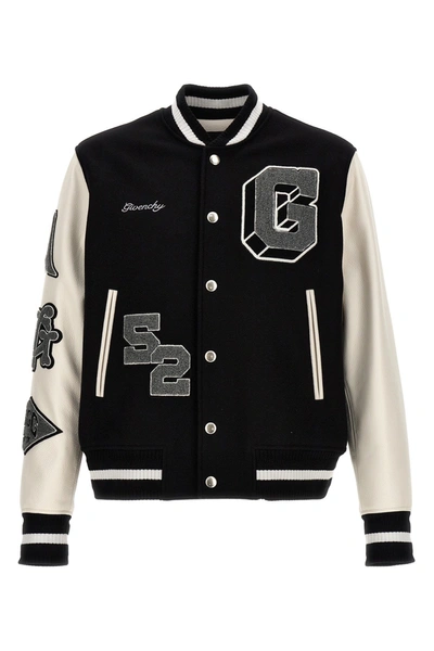 Givenchy Patches And Embroidery Bomber Jacket Casual Jackets, Parka White/black