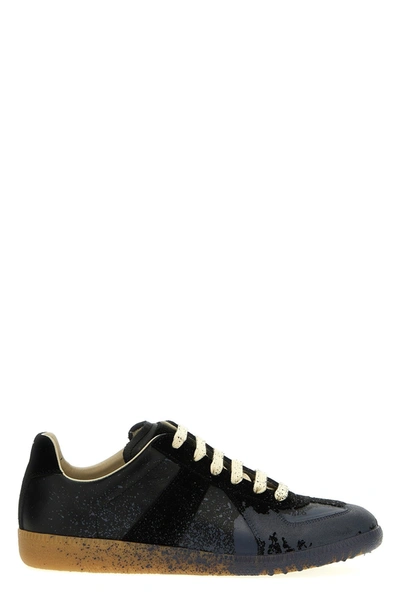 Maison Margiela Replica Paint Leather Low-top Trainers In Multicolor