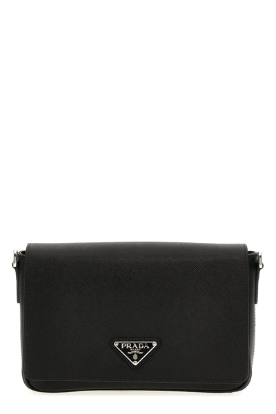 Prada Men Saffiano Crossbody Bag In Black