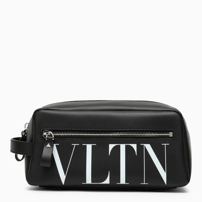 Valentino Garavani Black Leather Beauty Case With Logo Men
