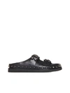 Ash Stud-detail Leather Sandals In Black Darkgun