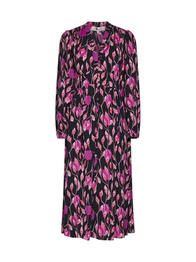 Diane Von Furstenberg Dress In Lantern Leaves Posion Pk Lg