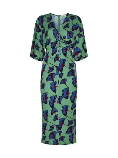 Diane Von Furstenberg Dvf  Floral Print Valerie Dress In Falling Gingko