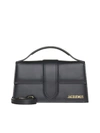 Jacquemus Black Leather Shoulder Bag In Black