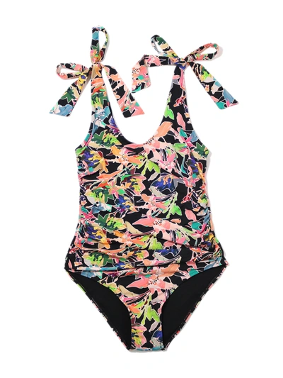 Hanky Panky Ruched Bow One Piece Swimsuit In Multicolor