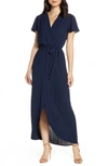 FRAICHE BY J HIGH/LOW FAUX WRAP DRESS