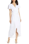 FRAICHE BY J HIGH/LOW FAUX WRAP DRESS