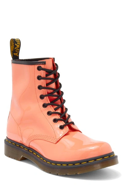 Dr. Martens' 1460 Women's Patent Leather Lace Up Boots In Coral
