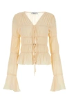 Blumarine Semi-sheer Tiered Blouse In Beige O Tan