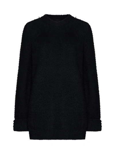 Maison Margiela Oversize Boiled Cotton Blend Sweater In Black