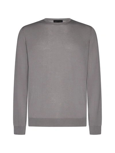 Roberto Collina Crewneck Knit Sweater In Grey