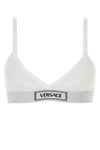 Versace Ribbed Stretch-cotton Soft-cup Triangle Bra In White