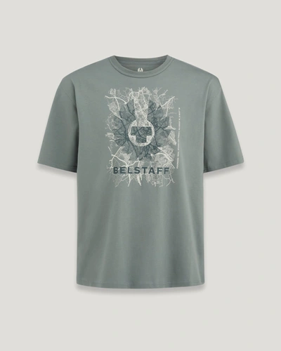 Belstaff Map Graphic T-shirt In Mineral Green