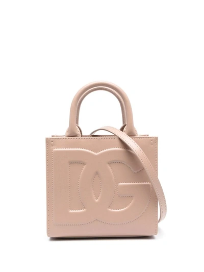 Dolce & Gabbana Dg Daily Leather Tote Bag In Powder