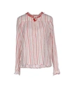 Scotch & Soda Textured Stripe Peasant Blouse In Red