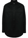 Off-white Embroidered-logo Cotton Shirt In Black