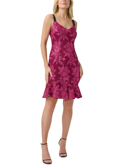 Adrianna Papell Womens Sequined Mini Cocktail And Party Dress In Pink