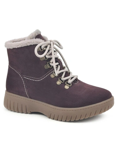 White Mountain Glory Womens Suede Ankle Combat & Lace-up Boots In Purple