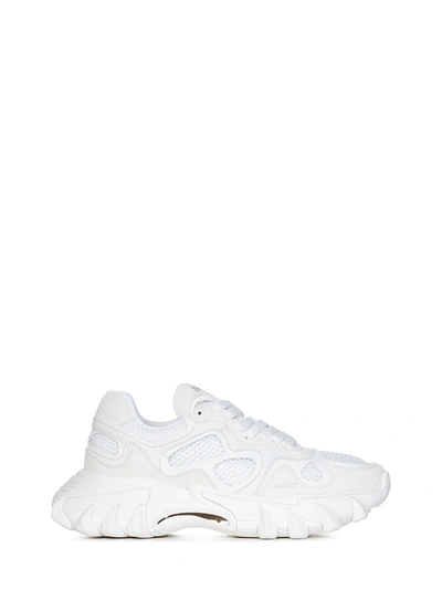 Balmain Paris Balmain B-east Sneakers In White Leather And Mesh In Bianco