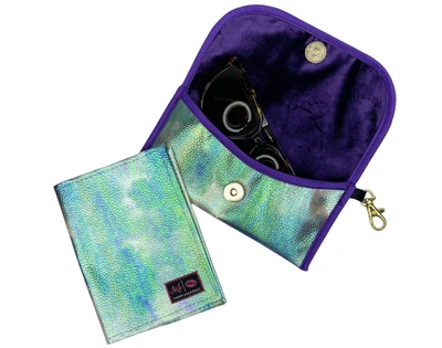 Makeup Junkie Mermaid Shimmer Sunglass Case And Passport Holder In Mermaid Shimmer Purple In Green